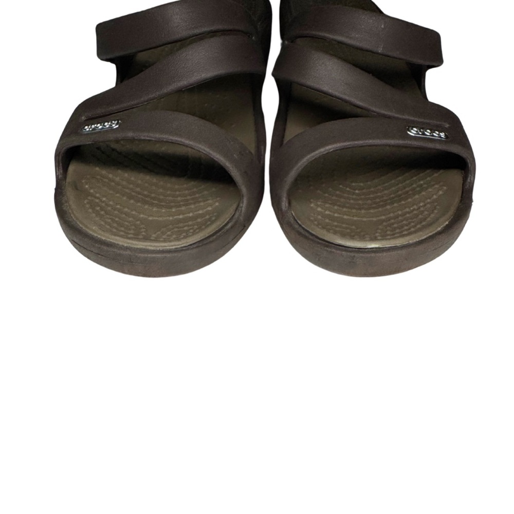 CROCS Brown Comfort Sandals Slip-On Design strappy 8 summer vacation beach - Picture 3 of 9